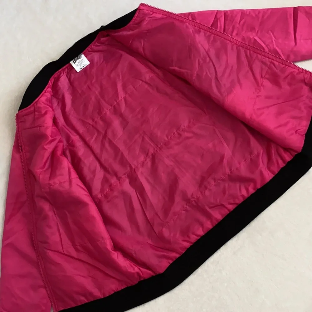 Barbie | Limited Edition Satin Bomber Jacket Corvette Graphic Black Pink (XL)